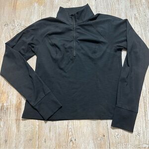 Beyond Yoga Heather Ribbed Take a Hike Quarter Zip Performance Pullover Black XL